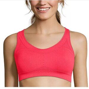 NWT Hanes® Solid Core Racerback Sports Bra Razzle Pink Sz L in Sealed Macy Bag